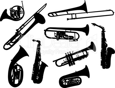 silhouettes of wind instruments