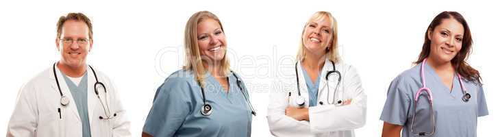 Set of Smiling Male and Female Doctors or Nurses