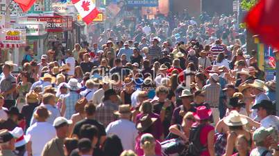 crowds at fair ground, long lens