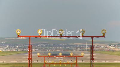 Airbus A340 landing on runway