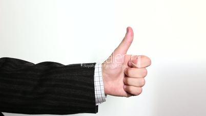 Hand sign: thumb up, down and scolding