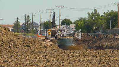 time-lapse, construction backhoe bulldozers