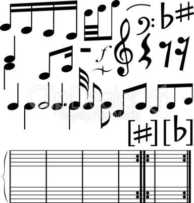 Vector musical notes set