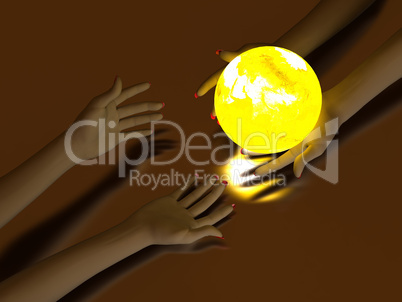 Hand and Luminous globe