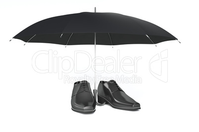 Men's shoes and umbrella