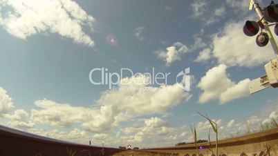 time-lapse, speeding train over camera, POV