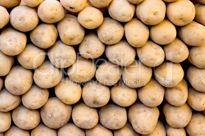 Organic potatoes on a market stall