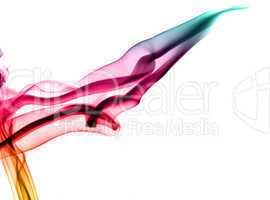 Colored fume abstract waves on white