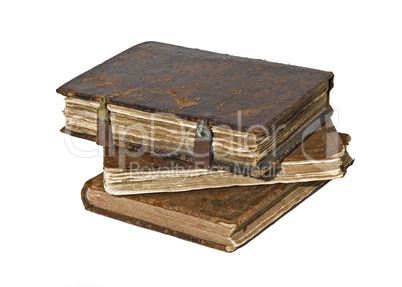 History - Three Old frayed books isolated