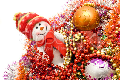 Xmas snowman and decoration balls