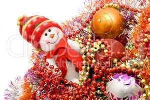 Xmas snowman and decoration balls