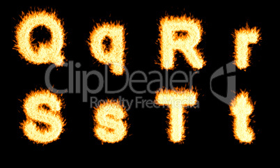 Burning Q, R, S, T letter