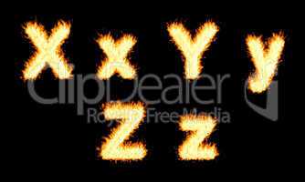 Burning X, Y, Z character