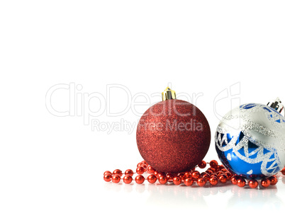 Christmas decoration - red and blue balls with beads