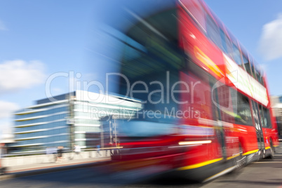 Red London Double Decker Bus Motion Blurred