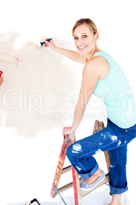 woman painting a room