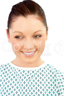 Portrait of a merry female patient smiling at the camera