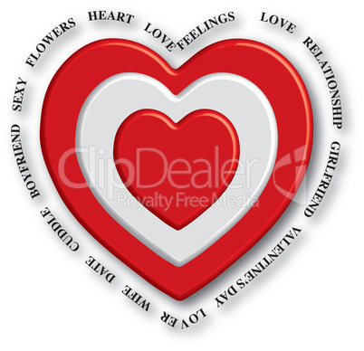 3d heart text