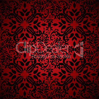 abstract floral hot red