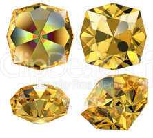 yellow amber gem isolated