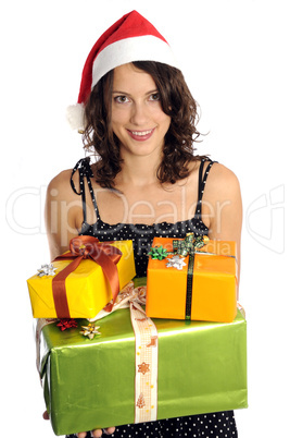 Pretty girl with christmas presents