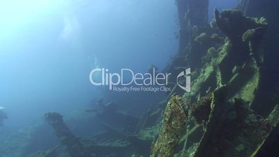 Scuba diver exploring a shipwreck