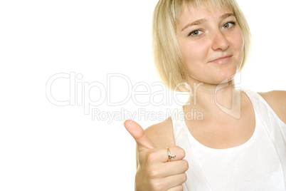 Young woman. Thumb Up