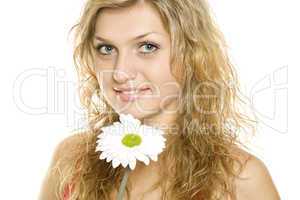Face of woman with flower