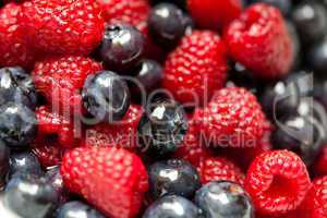 Heidelbeeren und Himbeeren