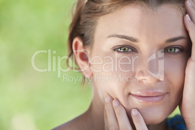 Outdoor Natural Light Portrait of Beautiful Woman With Green Eye