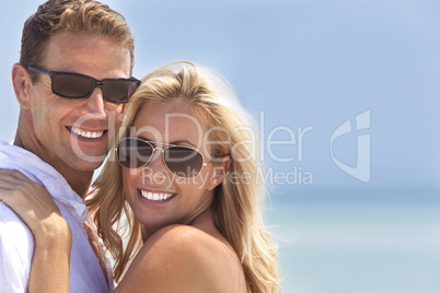 Attractive Man & Woman Couple Happy At the Beach