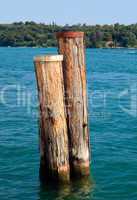 Wood piles in Lake Garda