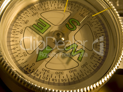 closeup of compass dial