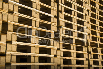 Piles of wooden pallets