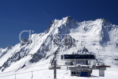 Station of ropeway. Ski resort.