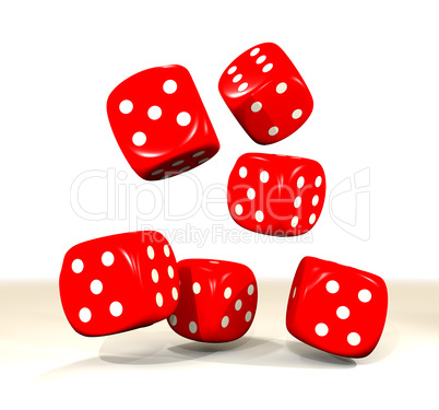 six red dice throw