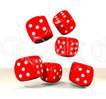 six red dice throw