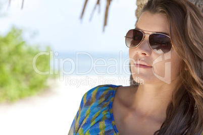 Outdoor Natural Light Portrait of Beautiful Woman In Aviator Sun