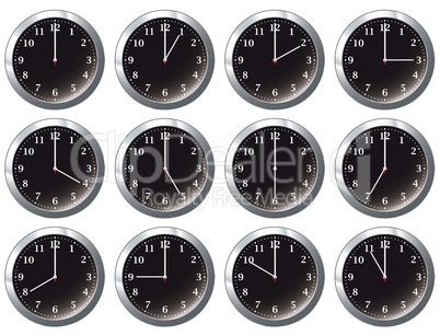 office clock black all times
