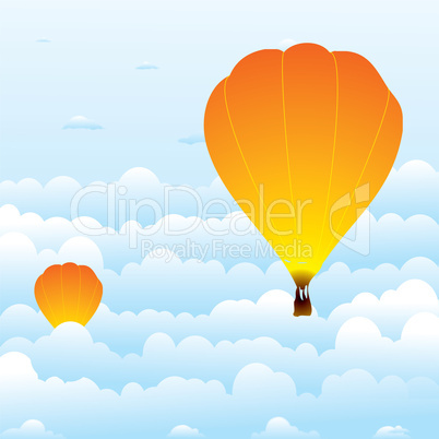hot air balloon in clouds