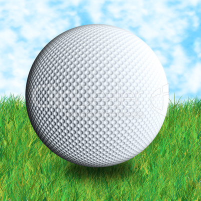 golf ball grass and sky