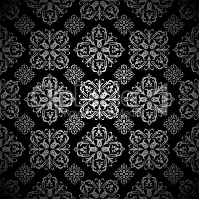 Floral wallpaper silver tile