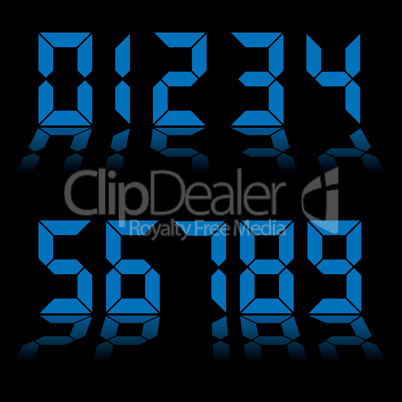 digital numbers clock blue