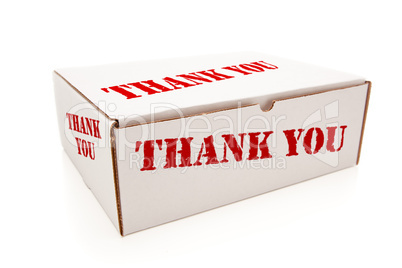 White Box with Thank You on Sides Isolated