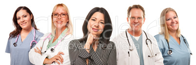 Hispanic Woman with Male and Female Doctors or Nurses