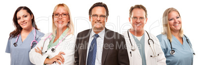 Businessman with Doctors and Nurses Behind
