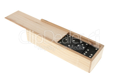 Domino in wooden box