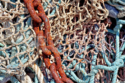 Fishing nets on the quayside