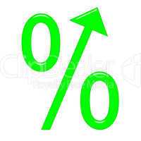3d percent symbol with arrow directed up