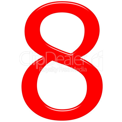 3D Red Number 8